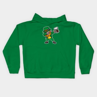 Dab dabbing leprechaun St. Patrick's day pint dark Irish beer Kids Hoodie